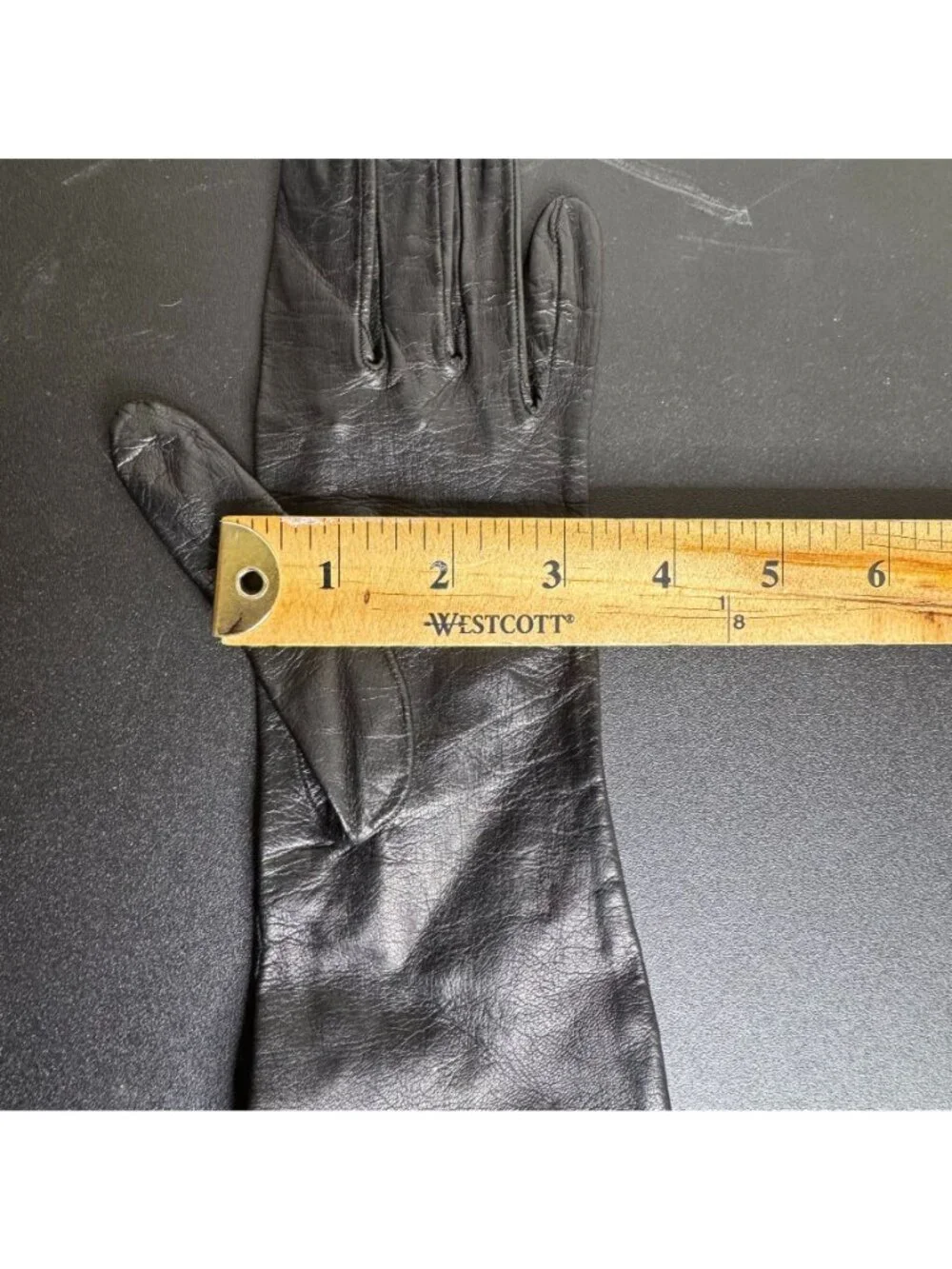 Vintage Black Cutwork Faux-Leather Gloves, Sheer Floral Cutouts